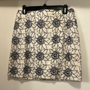 JCrew Off White and Navy Floral Print Cotton Skirt